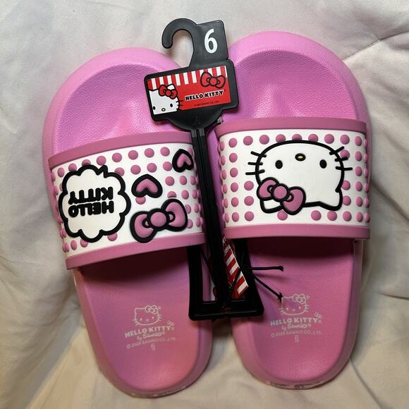Sanrio Hello Kitty Women's Slides / Slip-ons / Sandals Size 6 Pink and white - Picture 1 of 5